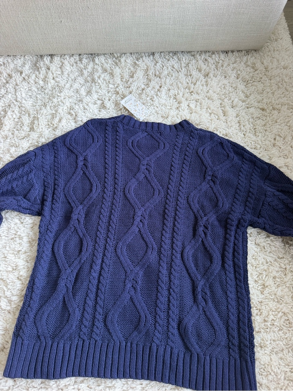 Women’s Cable Knit Sweater - Navy Blue